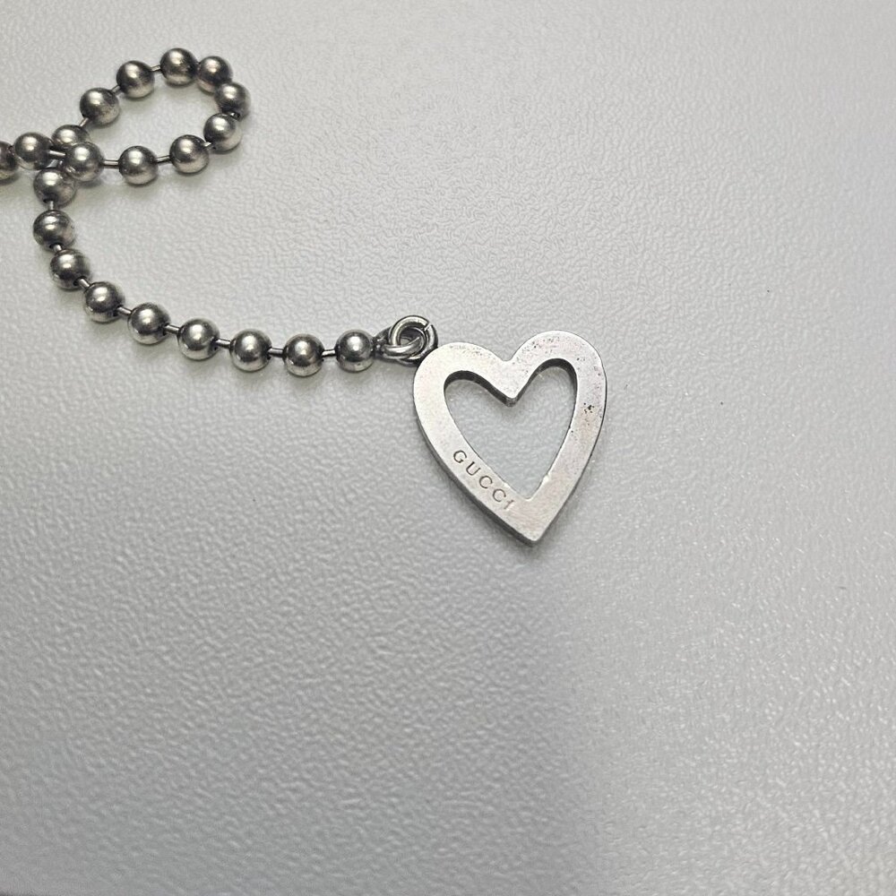 Gucci Sterling Silver Ball Chain Heart Toggle Bracelet Silver 925 - Picture 4 of 6
